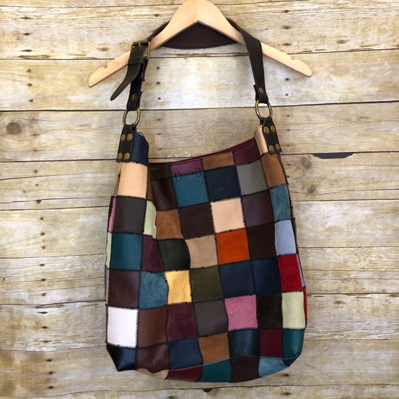 Lucky Brand Handbags - Lucky Brand Leather Patchwork Hobo Tote Bag